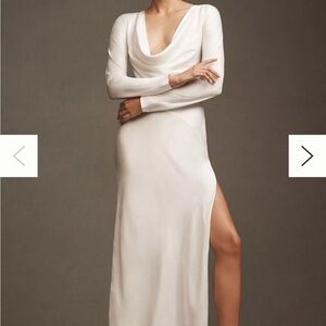 Significant Other Bianca Long-Sleeve Cowl-Neck Side-Slit Midi Dress